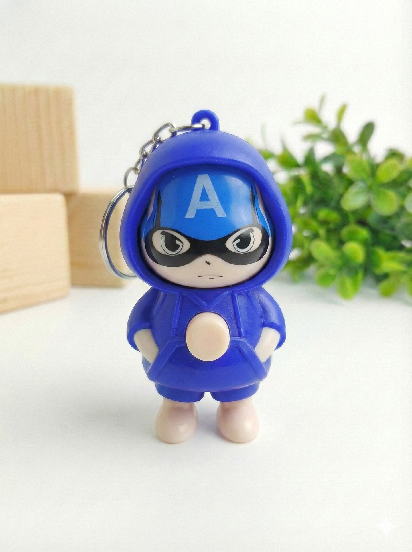 Fun Face Changing Keychain, Captain America Front View