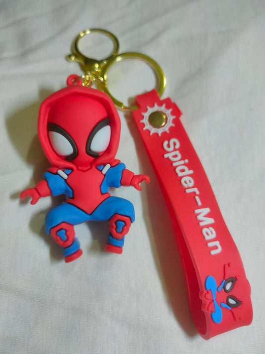 Rubber Spider Man Keychain, Classic Red Suit Front View
