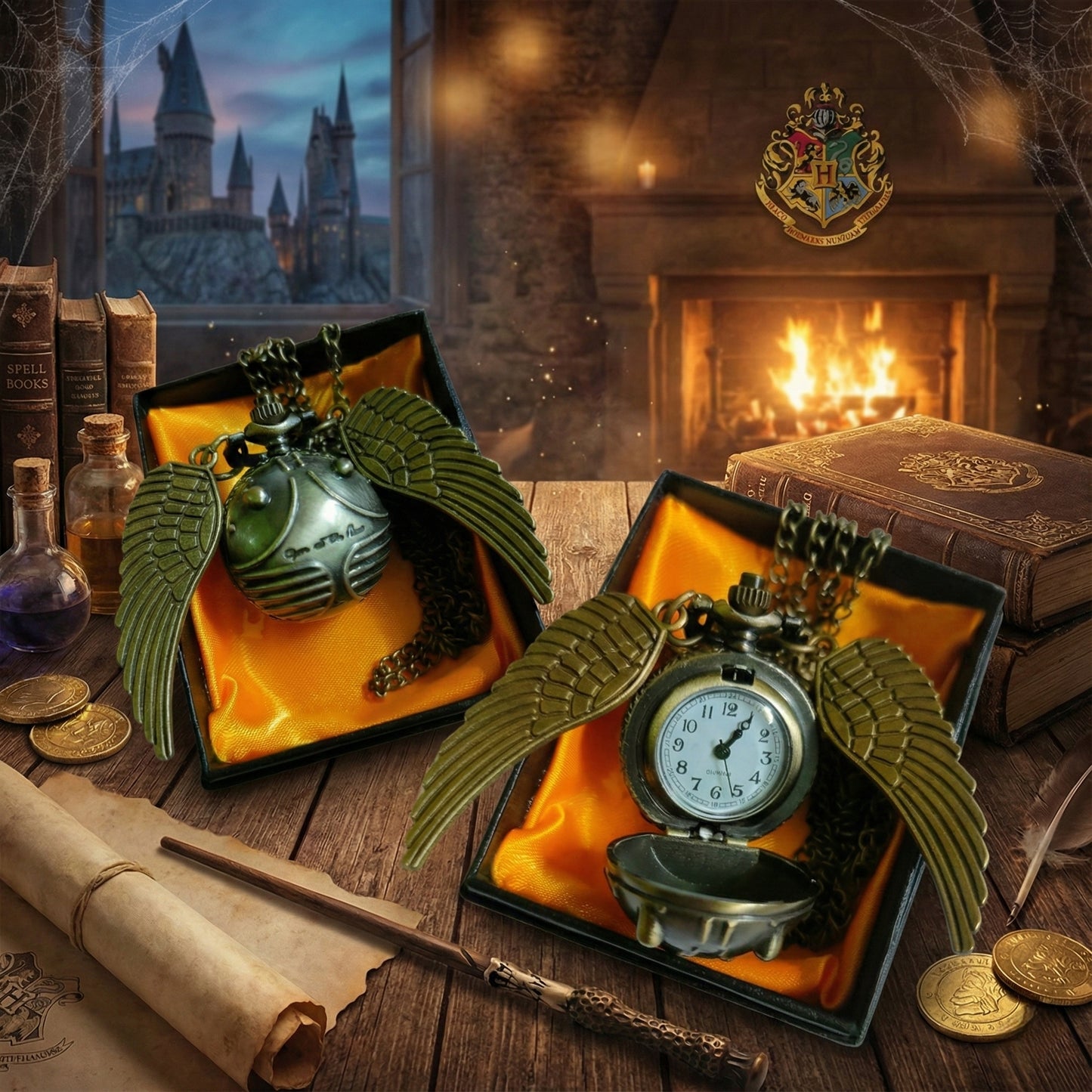 Vintage Metal Pocket Watch, Harry Potter Snitch