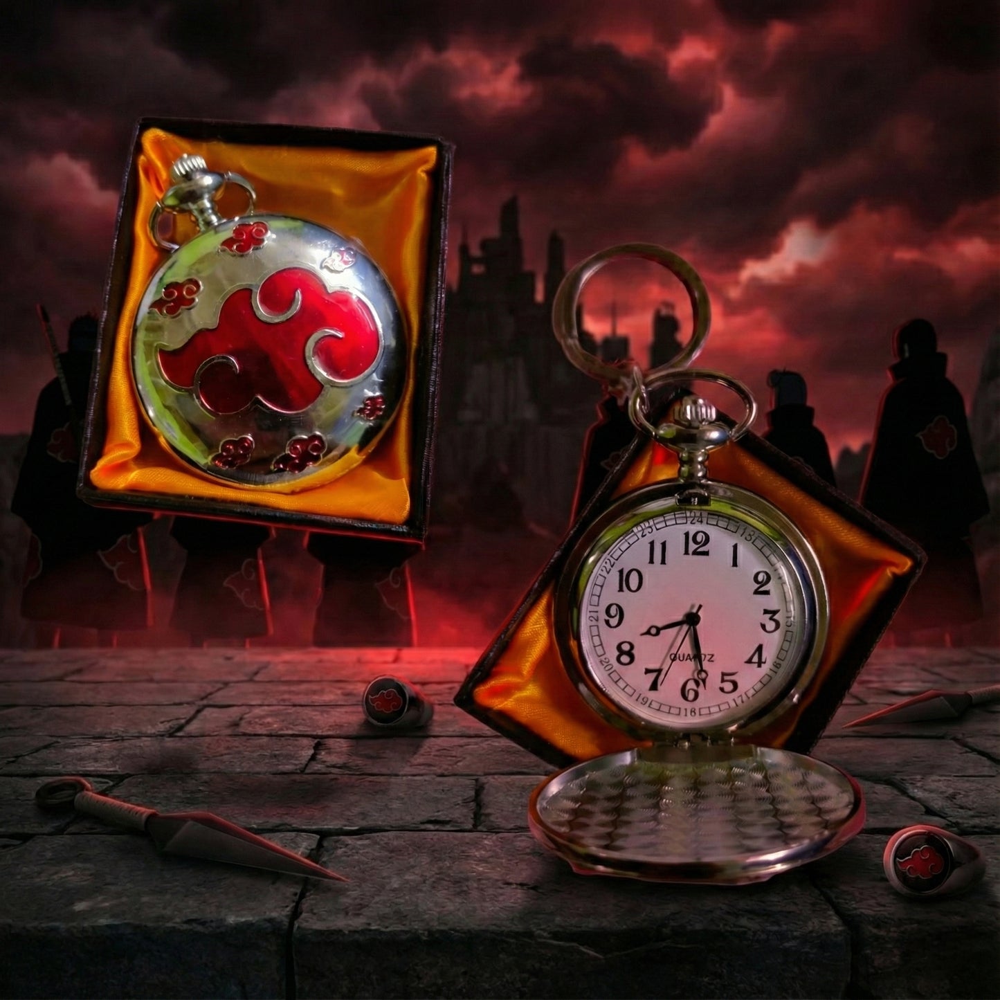 Vintage Metal Pocket Watch, Akatsuki