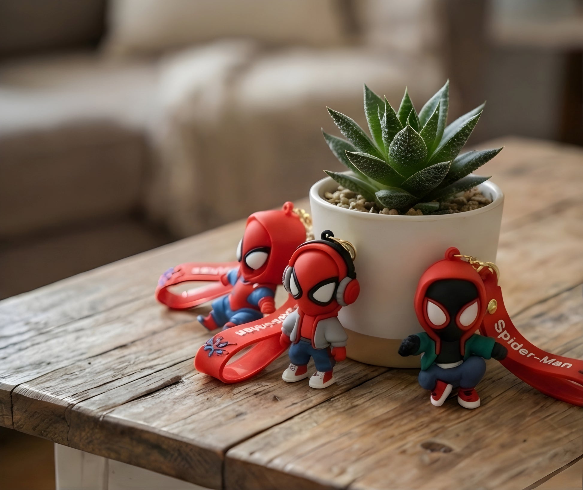 Rubber Spider Man Keychain, All Front View