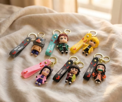 Rubber Demon Slayer Keychain, all front view