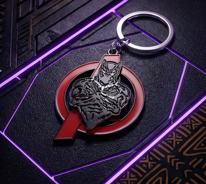 Premium Metal Spinning Keychain, Black Panther Front View