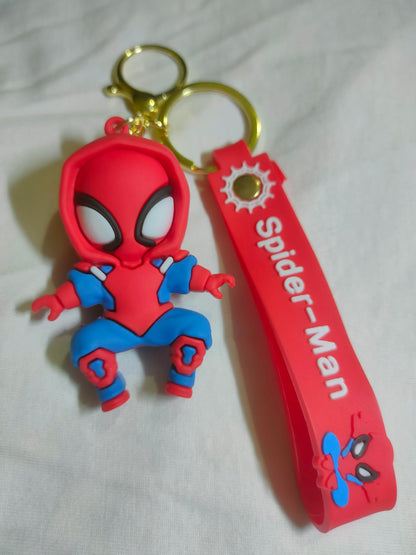 Rubber Spider Man Keychain, Classic Red Suit Front View