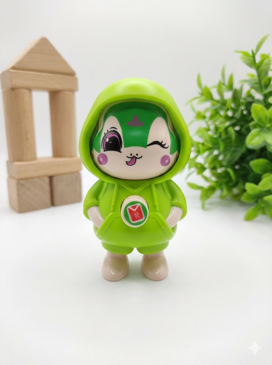 Fun Face Changing Keychain, Green Liz Front View