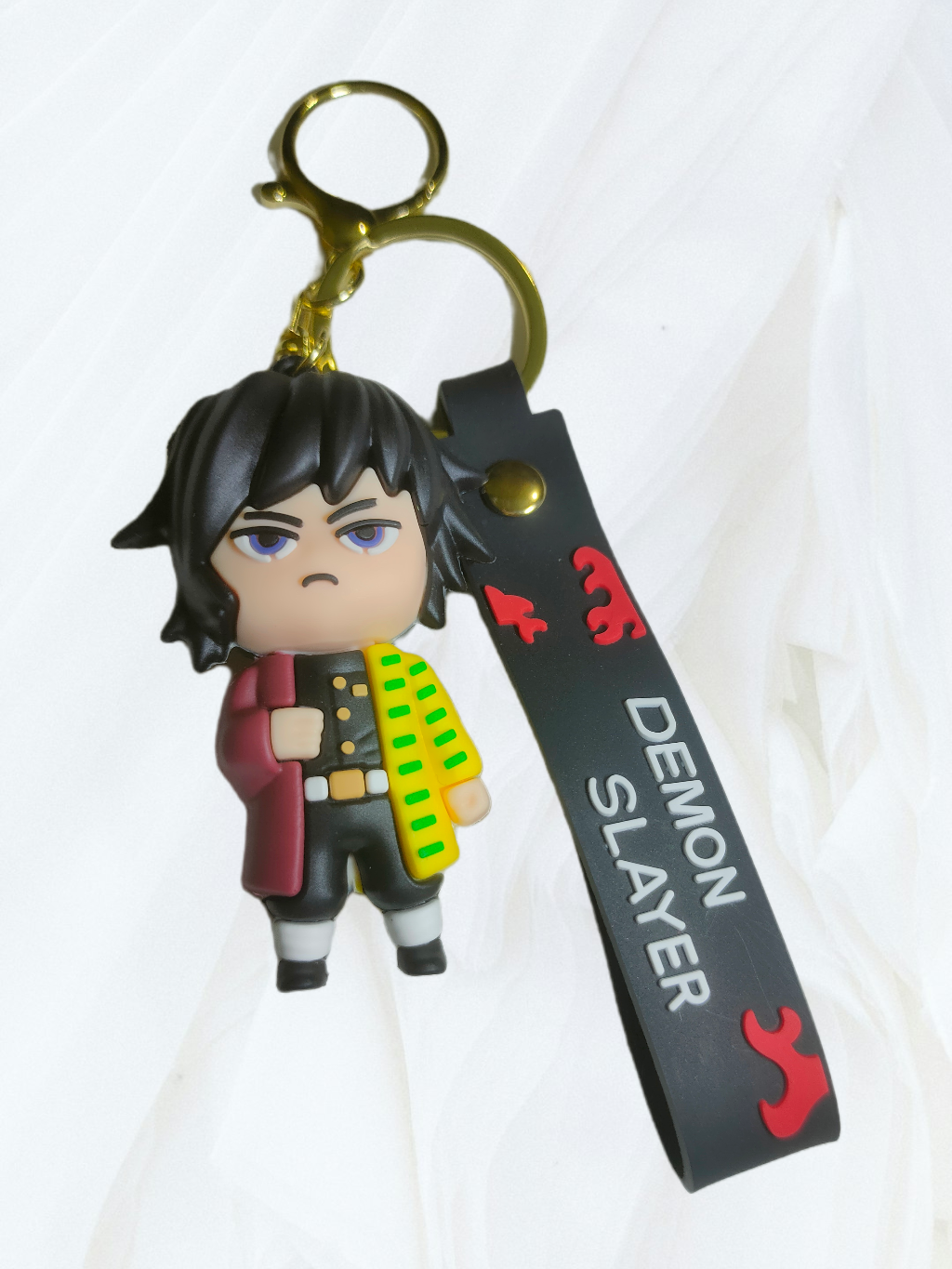 Rubber Demon Slayer Keychain, Gyu Tomioka front view