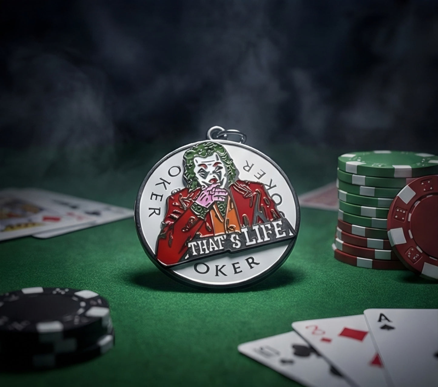 Premium Metal Spinning Keychain, Jocker Front View