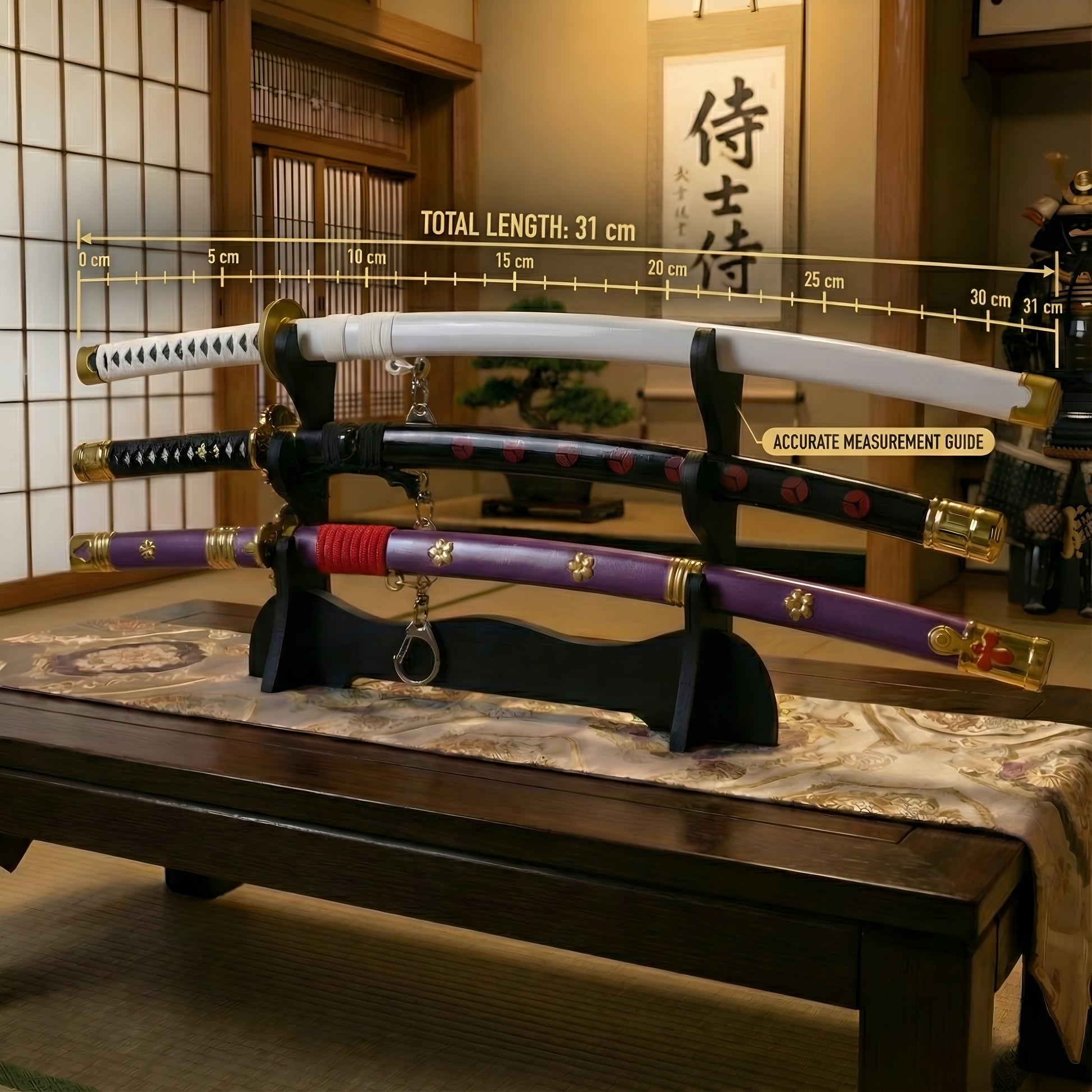 31cm metal katana, all front view