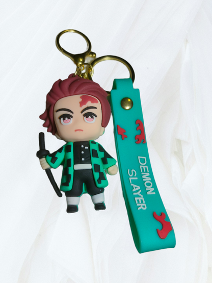 Rubber Demon Slayer Keychain, Tanjiro Kamado front view