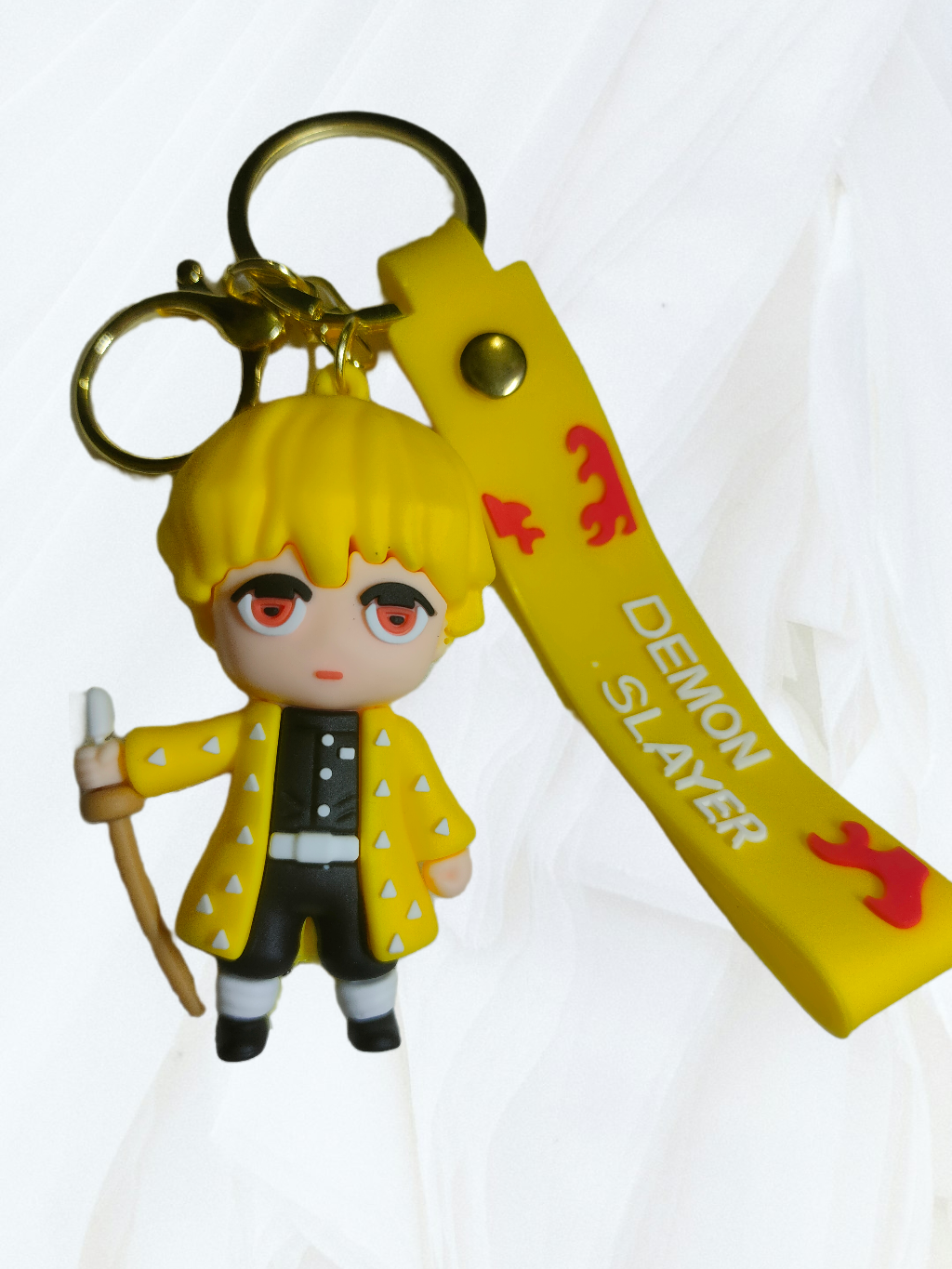 Rubber Demon Slayer Keychain, Zenitsu Agatsuma front view