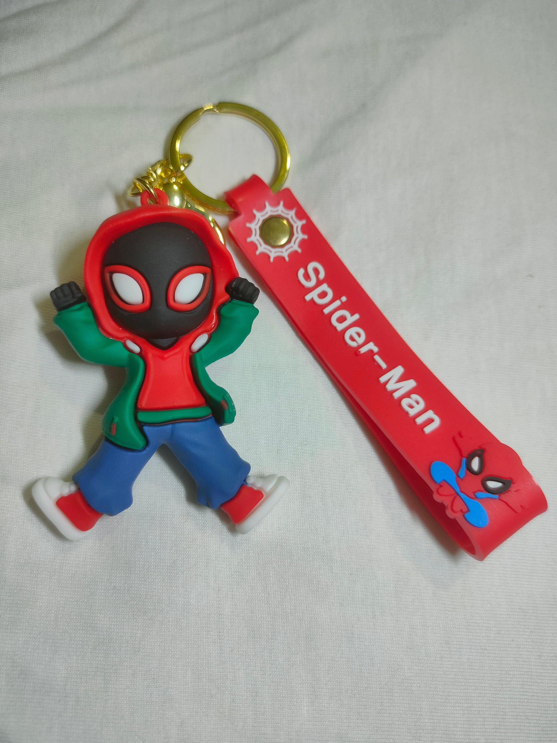 Rubber Spider Man Keychain, Chill Spidey Front View